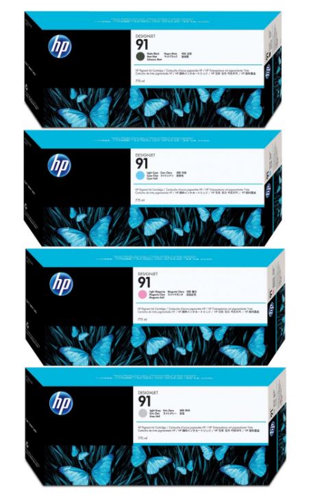 HP91 C9464A 무광검정
HP91 C9465A 포토검정
HP91 C9466A 밝은회색
HP91 C9467A 파랑
HP91 C9468A 빨강
HP91 C9469A 노랑
HP91 C9470A 밝은파랑
HP91 C9471A 밝은빨강